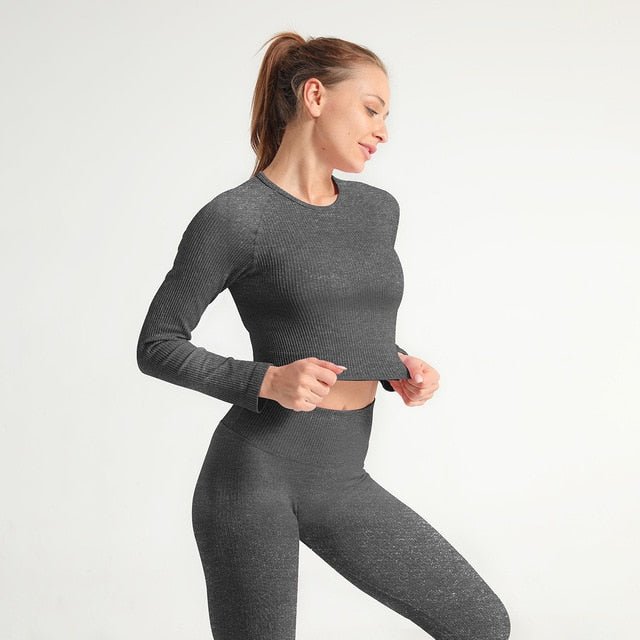 2 Piece Yoga Set Sports Bra and Leggings Jogging Women Gym Set Clothes Seamless Workout Sports Tights Women Fitness Sports Suit-22