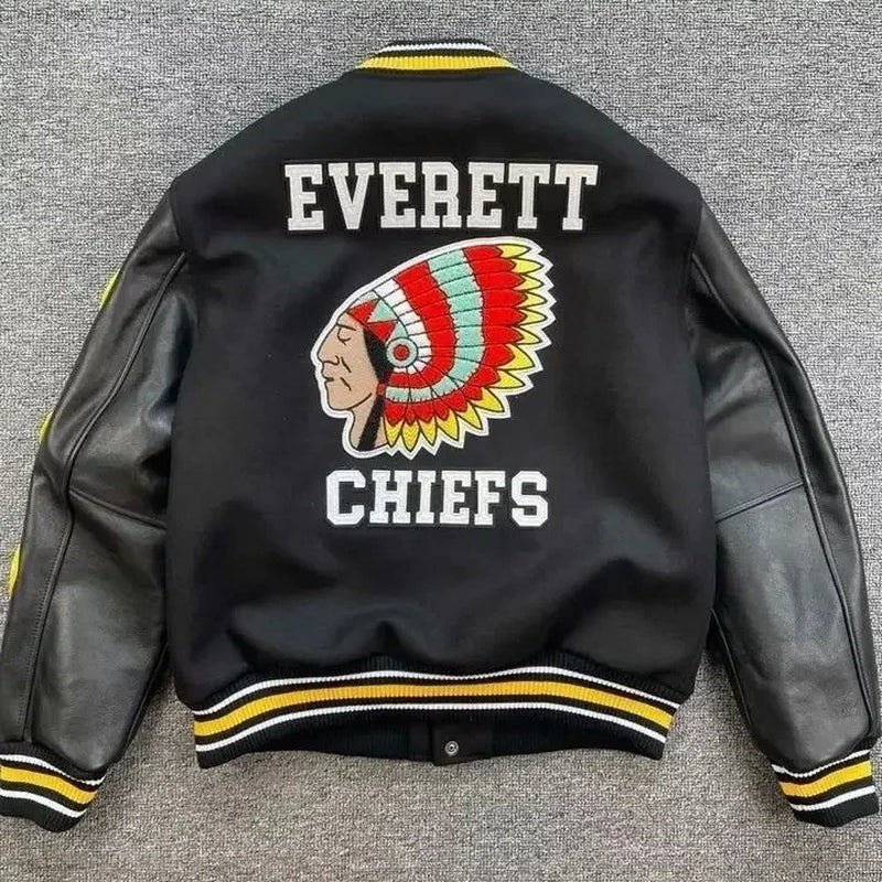 Embroidery Varsity Jacket Men PU Leather Sleeves Oversized Bomber Jackets Women Baseball Coats Streetwear Men Clothing