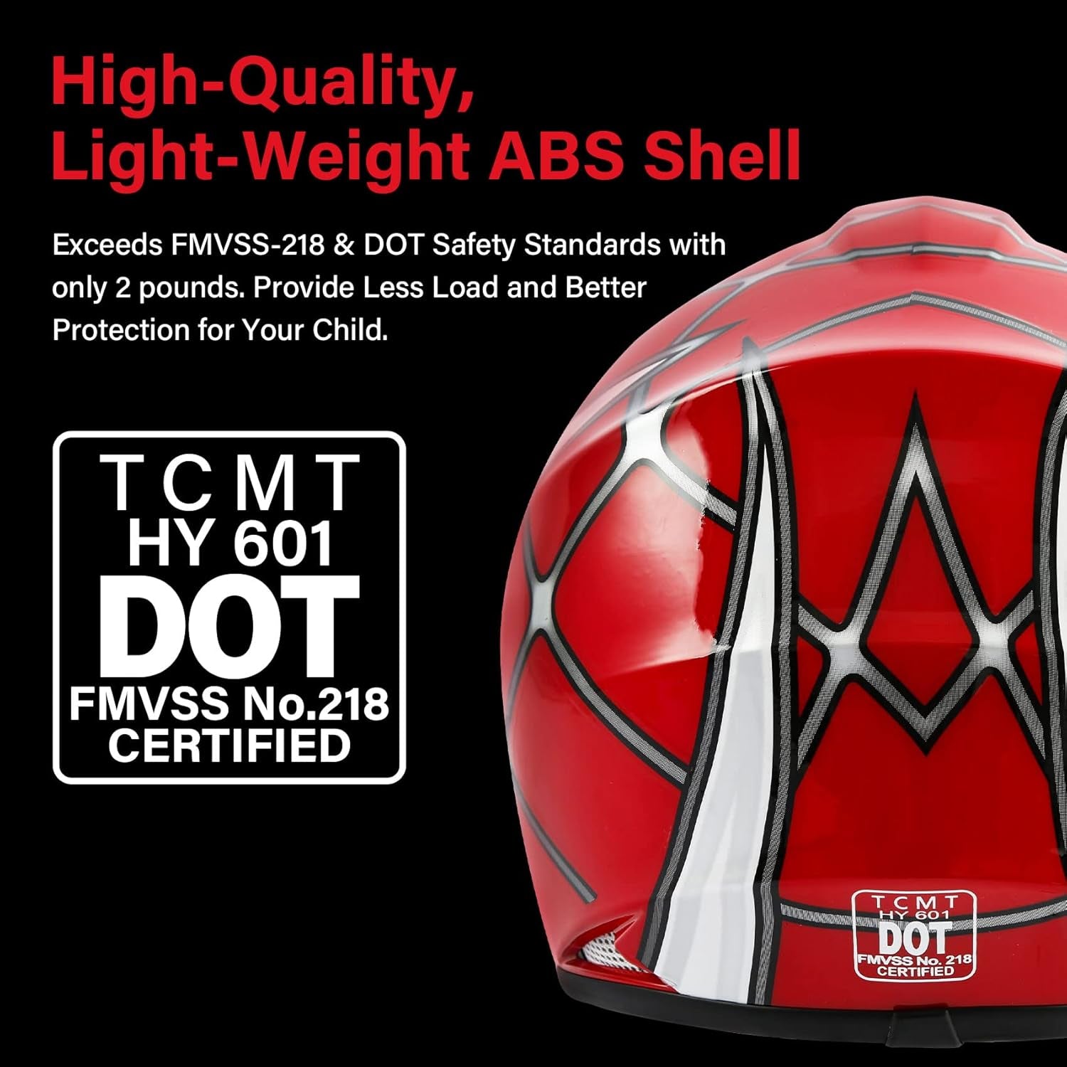 Dot Youth Kids Helmet Motocross Offroad Street Helmet Motorcycle Helmet Dirt Bike Motocross ATV Red Spider Design Helmet+Goggles+Gloves Large