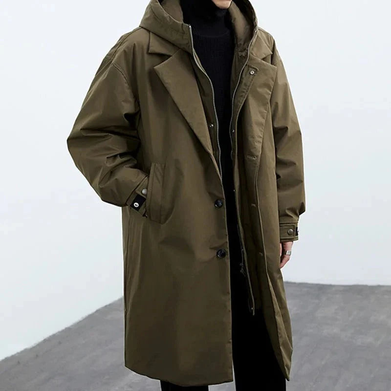 Men'S Wool Oversized Hooded Trench Coat
