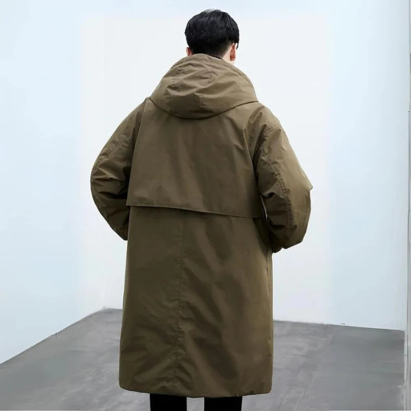 Men'S Wool Oversized Hooded Trench Coat