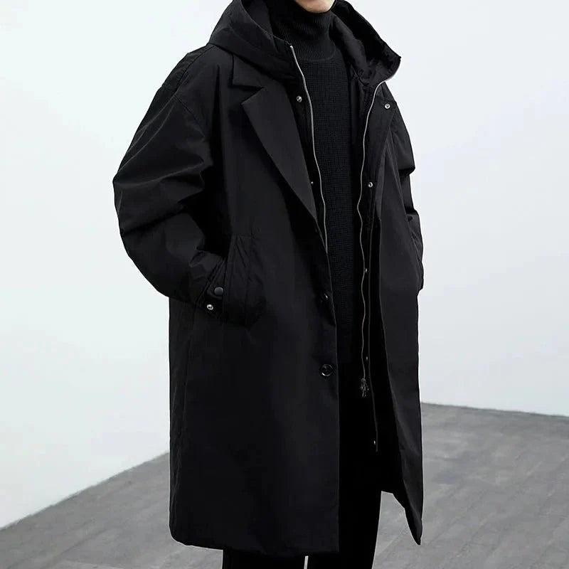 Men'S Wool Oversized Hooded Trench Coat