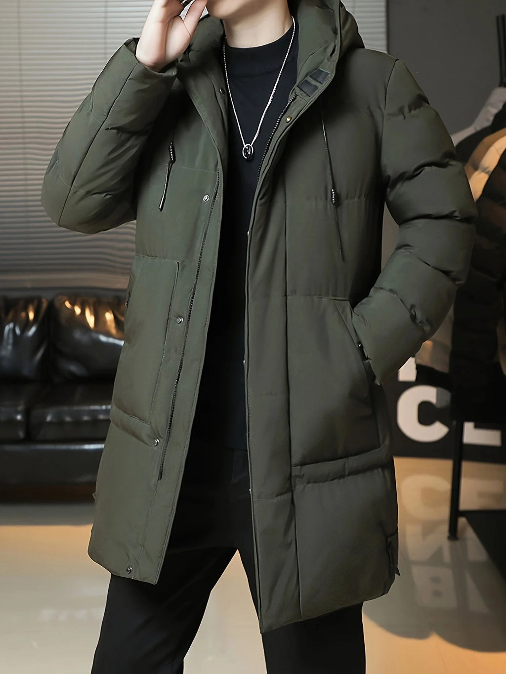 Men’S Thick Padded Winter Coat | Long Warm Parka