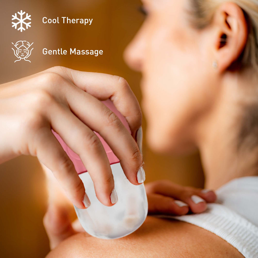 Perfect Skincare Duo: Ice Cube Facial Roller Massager for Face, Eyes, and Neck & Dual Sided Facial Cleansing Brush