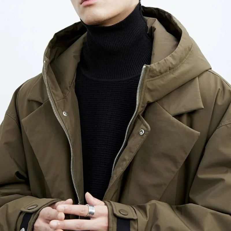 Men'S Wool Oversized Hooded Trench Coat