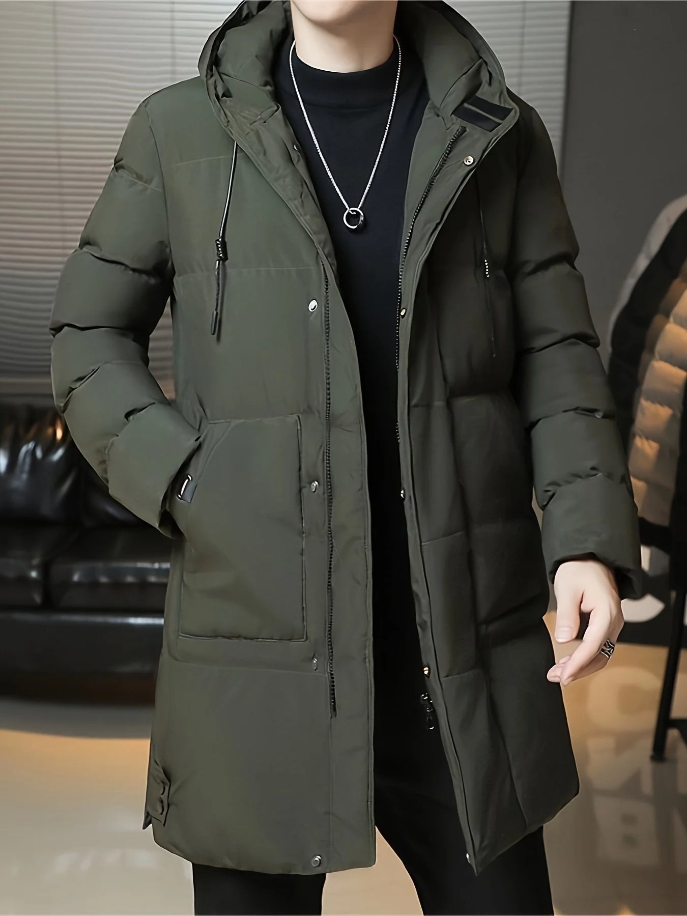 Men’S Thick Padded Winter Coat | Long Warm Parka