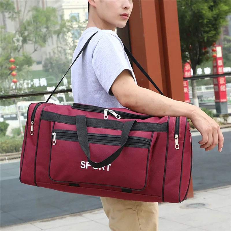 Travel Duffel Nylon Bag for Men and Women (Red)