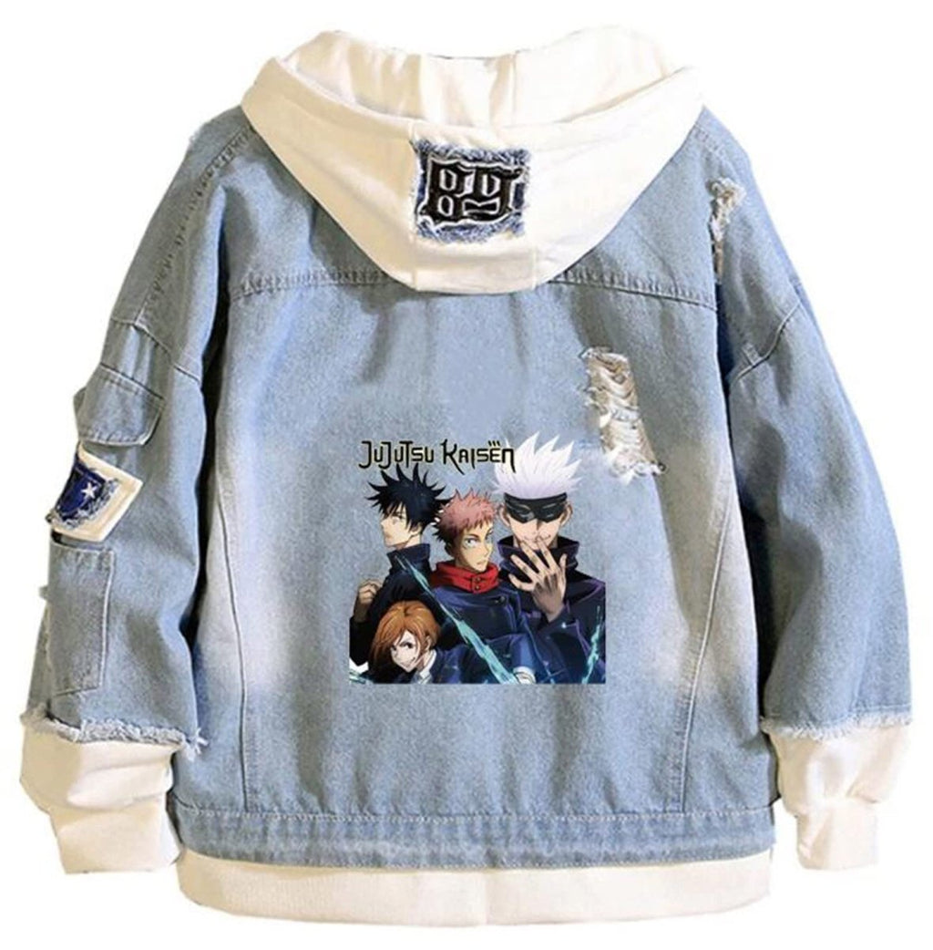 Jujutsu Kaisen Hoodies – Gojo Satoru Denim Hoodie | Anime Streetwear for JJK Fans