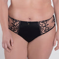 Sheer Mesh Tulle Embroidered Brief Panty Perla Black