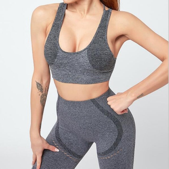 Seamless Yoga Set Women Gym Clothes Bra And Shorts Sportswear Running Dance Training Suit Patchwork Fashion Tracksuit Casual-3