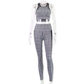 Sportswear Seamless Plaid Yoga Suit Women Gym Clothes Sheer Mesh Patchwork Crop Top Leggings Tracksuit Workout Fitness Suit-1